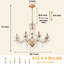 Lustre en cristal 8 lumières à intensité variable rétro avec finition dorée