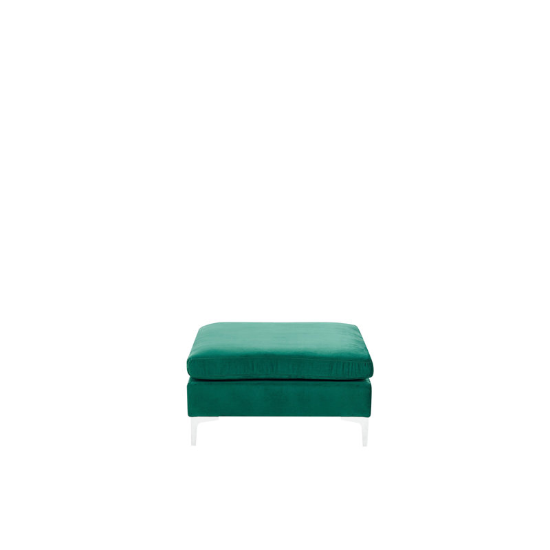 Aliya 85cm Wide Velvet Square Solid Colour Footstool Ottoman, Green