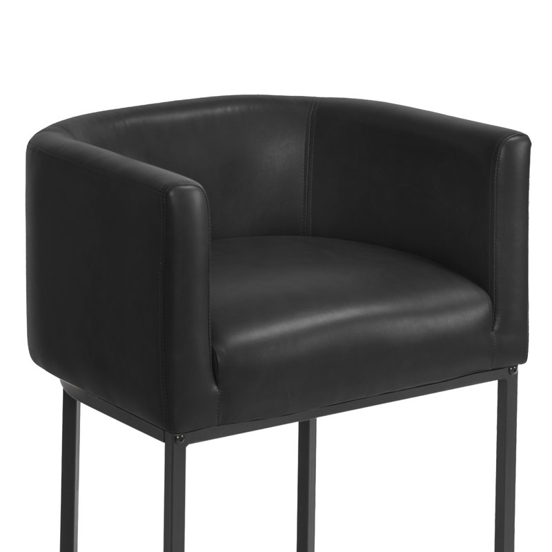 27" H Counter Height Bar Stools Set Of 2, Black
