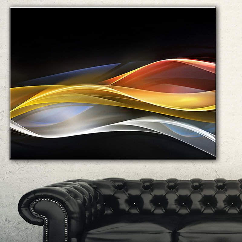 " 3D Gold Silver Wave Design ", 20" H x 40" W x 1" D, Wrapped Canvas