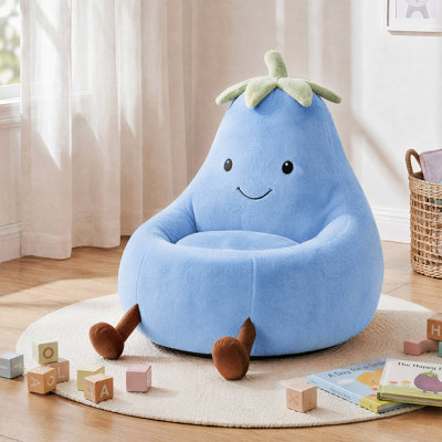 Caricature d'un fauteuil à billes aubergine, canapé pour chambre d'enfant avec housse lavable ou lecture, détente et regarder la télévision