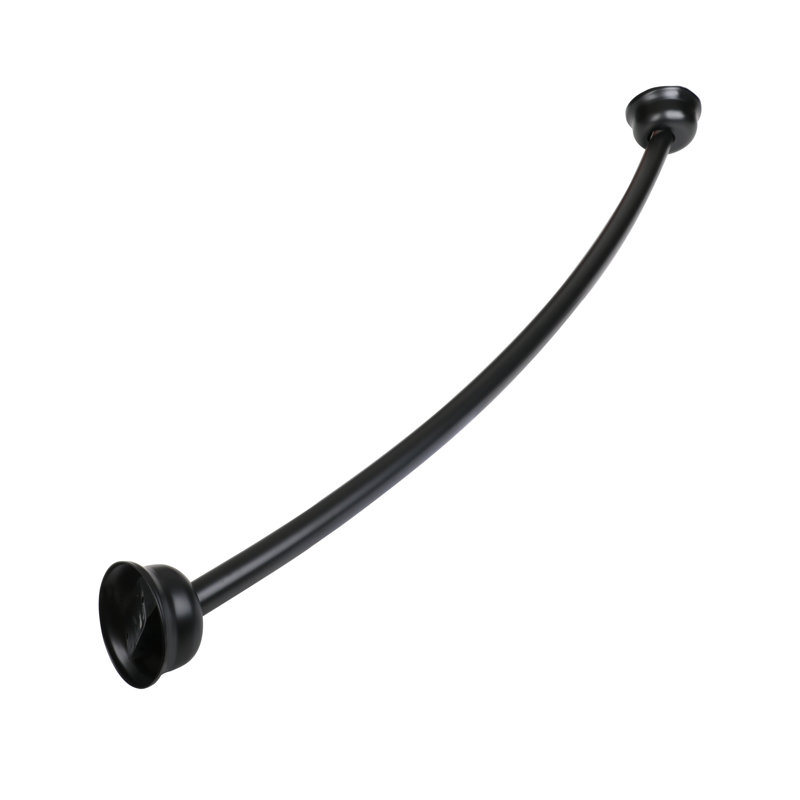 Black Aluminum 72" Curved Shower Rod with PEVA Liner