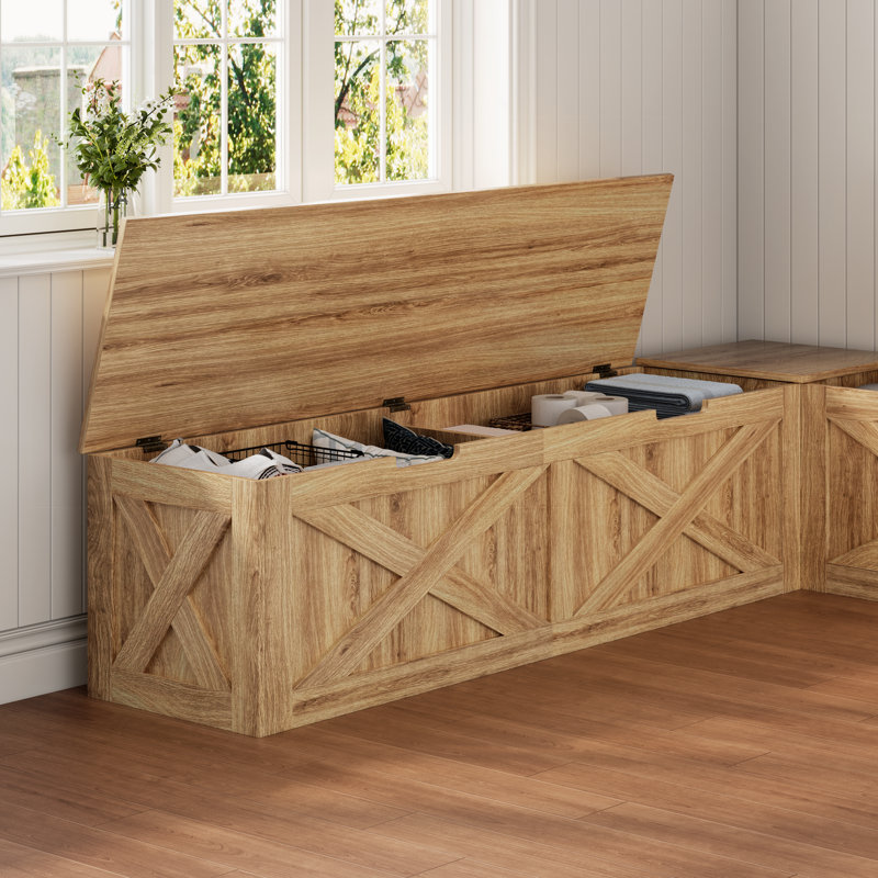 Banc de rangement en forme de L de 158 cm avec couvercle relevable dissimulant un espace de rangement, banc d'angle pour entrée, cuisine et salle à manger