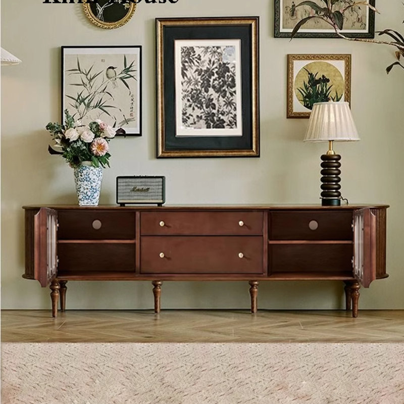 Multilayer solid wood TV stand, 86.61"