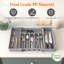 Rangement de tiroir Deep Silverware pour la cuisine, plateau à ustensiles extensible, porte-couverts réglable, grand rangement en plastique pour cuillères, 22,4 x 16,7 x 2 po, gris