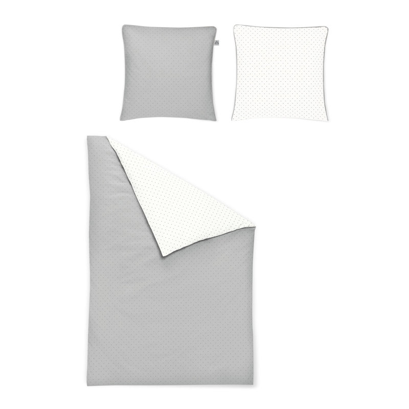 Varia Reversible Duvet Cover Set, 155 x 220cm - 1 Pillowcase (80 x 80 cm), Matt brushed nickel