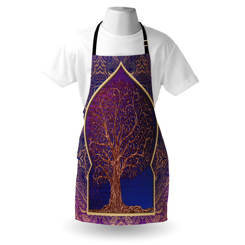 Tablier East Urban Home marocain unisexe, branches est rétro, taille adulte, bleu mauve