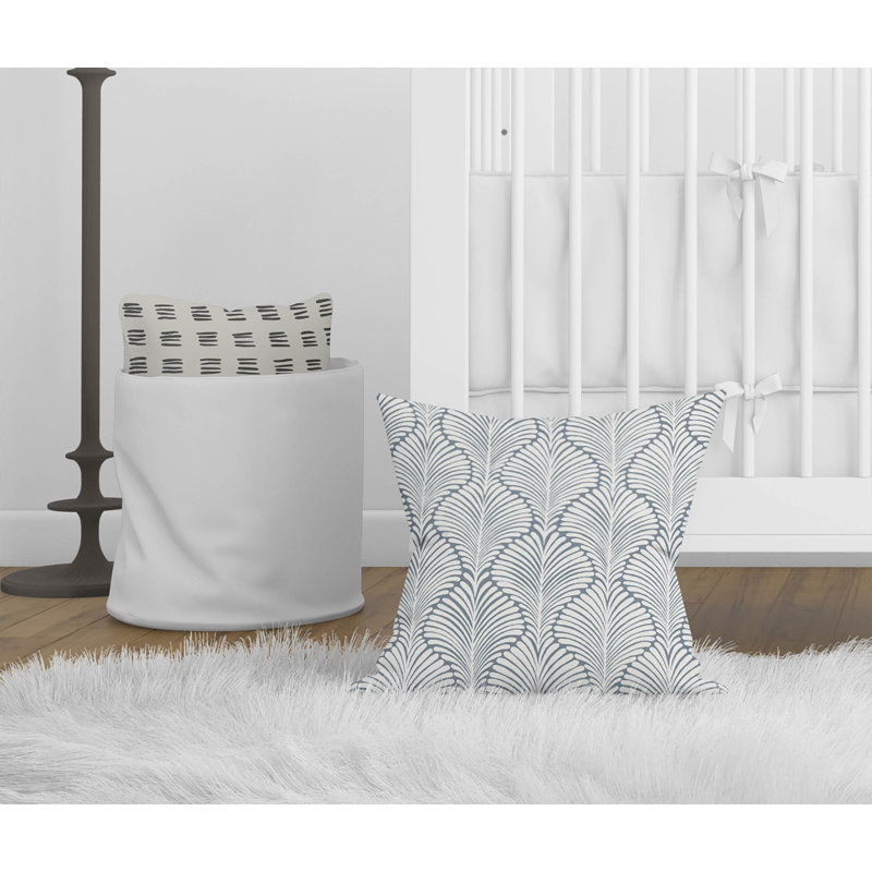 Coussin Elegant Palms, H 18 po x l 18 po, Motif floral bleu