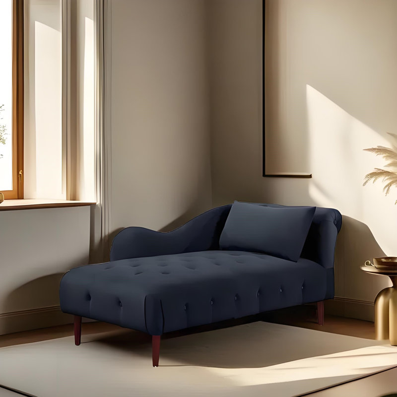 Chaise longue rétro élégante en bois massif, Orienté à droite, Noir, noir, noir, noir
