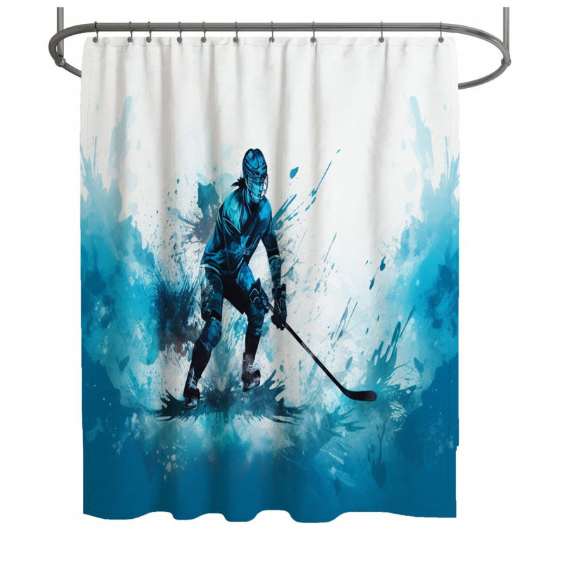 Hockey Shower Curtain -  Sport Bathroom Decor, 83"H x 70"W