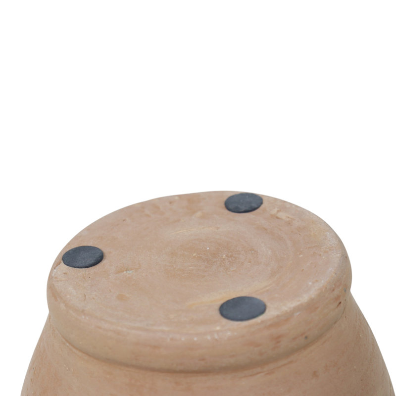 Vase décoratif rustique en terre cuite pour la décoration de table - Vase haut à anse torsadée pour le salon - 25 cm, rouge et orange