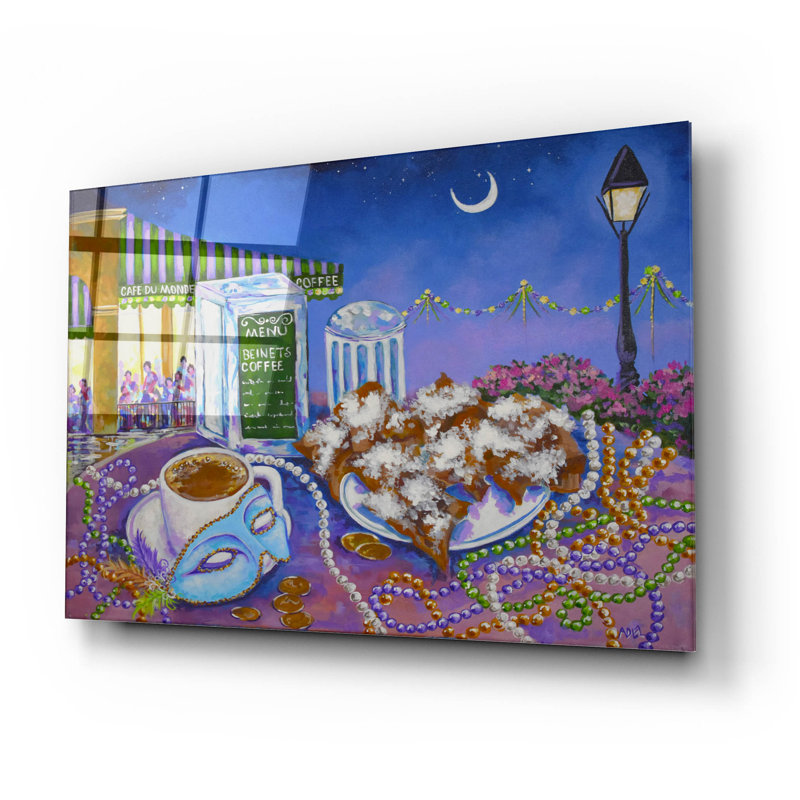  «Cafe Du Monde-new Orleans-mardi Gras-beignets» par ADEL, art mural en verre acrylique, 24 po x 16 po, H 16 po x l 24 po