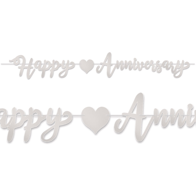 Foil Happy Anniversary Streamer, Silver