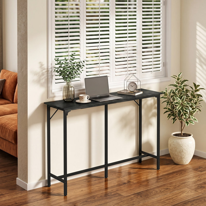 55'' Counter Height Bar Dining Table With Metal Frame Rectangular Pub Sofa Table For Kitchen ,Living Room, Black