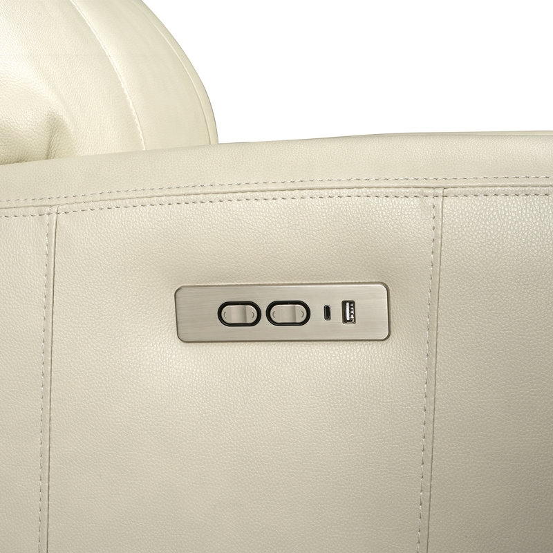 Causeuse inclinable en cuir véritable Ruddie, Cuir véritable crème