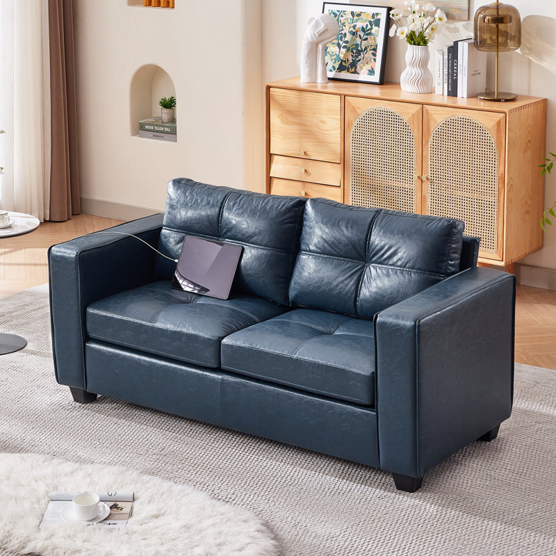 65" Modern Sofa, Blue