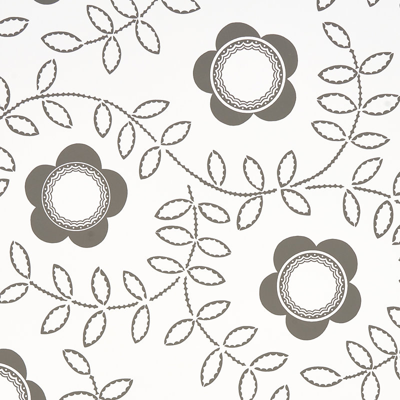Schumacher x Neisha Crosland Tudor Rose Wallpaper, Charcoal/White