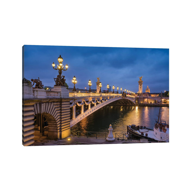 Pont Alexandre III At Night, Paris, France by Jan Becke - Wrapped Canvas Print, 66.04 cm H x 45.72 cm W x 1.91 cm D