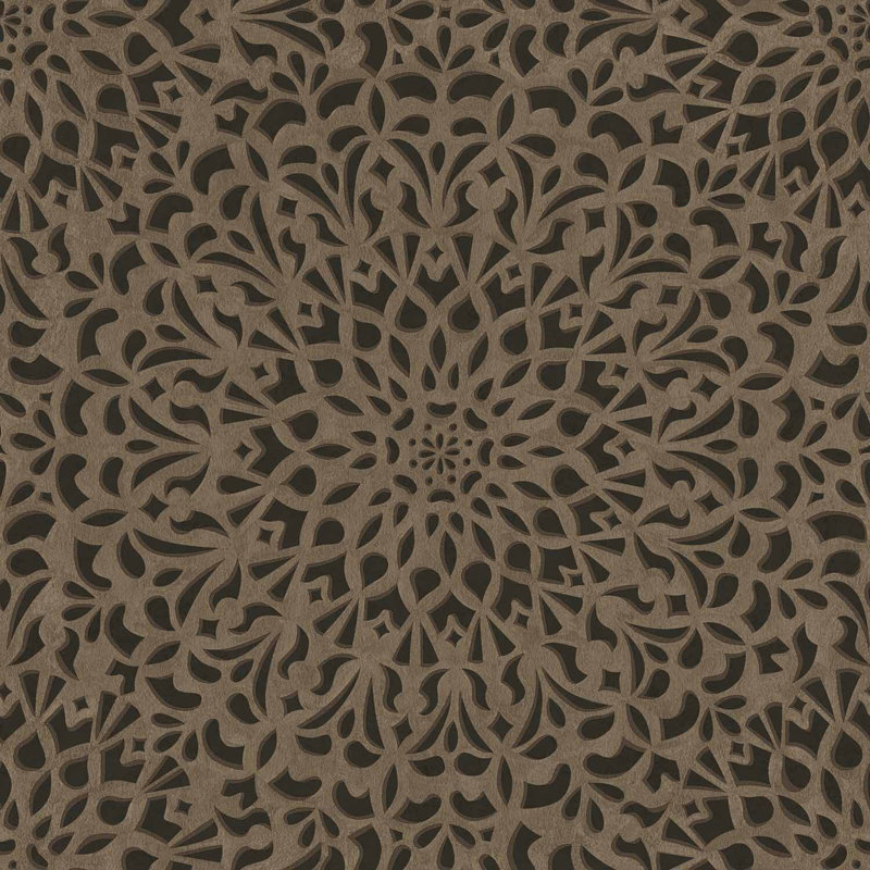 Damask Wallpaper Roll, Pewter/Charcoal