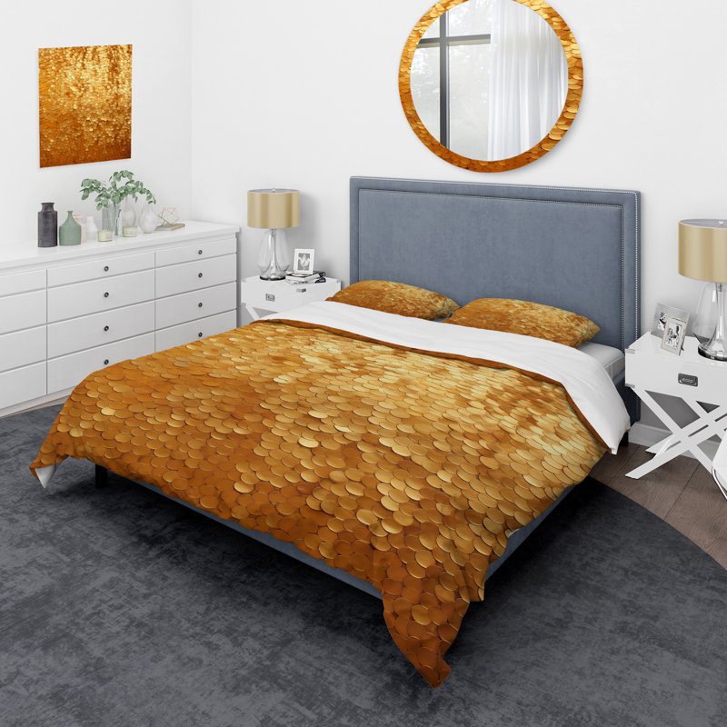 Ensemble de housse de couette Golden Tiles Sunset Mirage - Abstract Tile, Housse de couette pour très grand lit et 2 très 