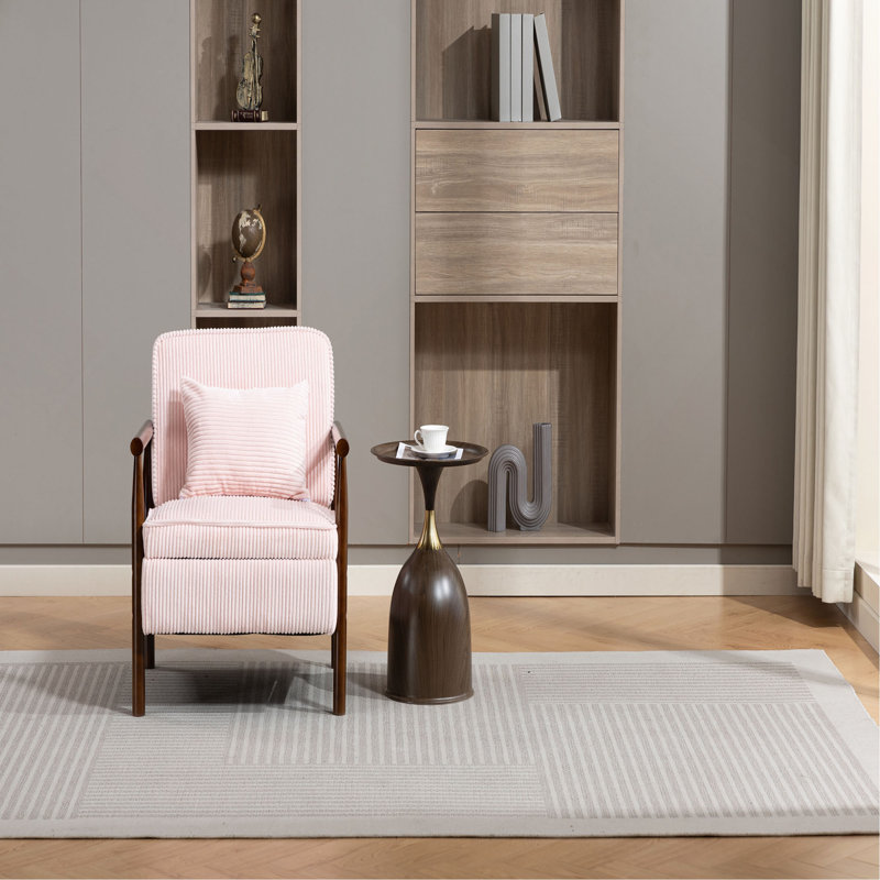 Chaise de rangement, fauteuil d'appoint moderne Mid-Century avec structure en bois, chaises de salon rembourrées avec coussin de taille, fauteuil de lecture pour véranda de chambre à coucher
