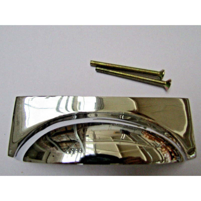 Rear Fix Rectangular Cup Pull Polished Chrome, Polished Chrome, 97mm