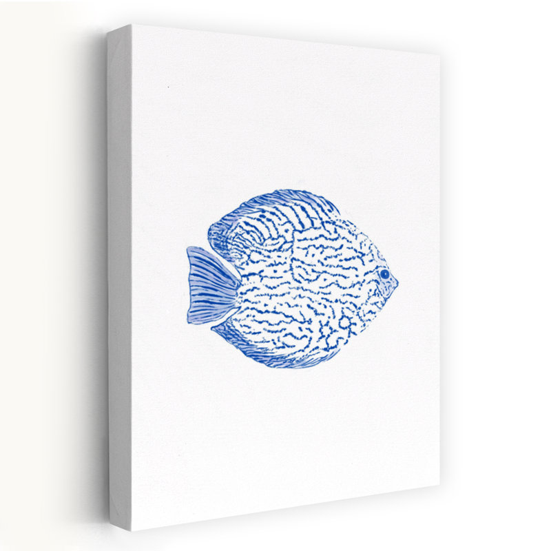Poisson Discus bleu paisible et serein, impression d'art mural contemporain représentant la nature de l'océan