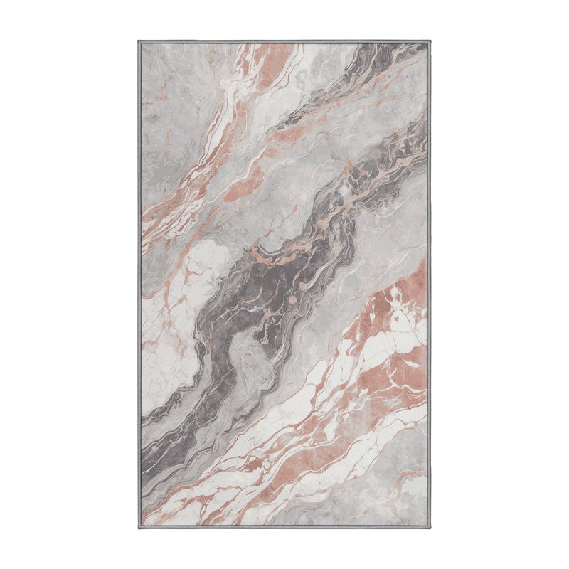 Machine Washable Gray Area Rug, Runner 2' x 4'