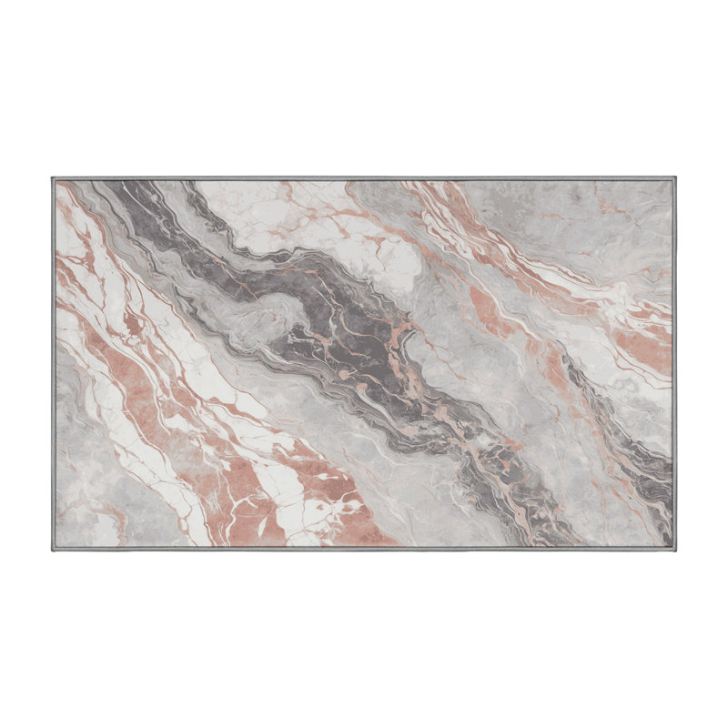 Machine Washable Gray Area Rug, Rectangle 2' x 3'
