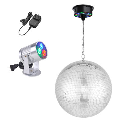 Grande boule disco de 16 po avec moteur et rotateur de lumière de 6 tr / min et projecteur RVB de 3 W pour les années 70 et 80
