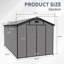 Remise de rangement extérieure en plastique 8 po x 14 pi - Remise à outils verrouillable en résine avec 2 fenêtres et 3 bouches d'aération, gris foncé