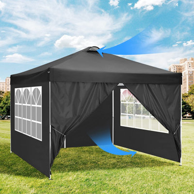 Tente escamotable avec 4 parois latérales l 118 po x P 118 po COBIZI, auvent extérieur imperméable avec évent UPF 50 +