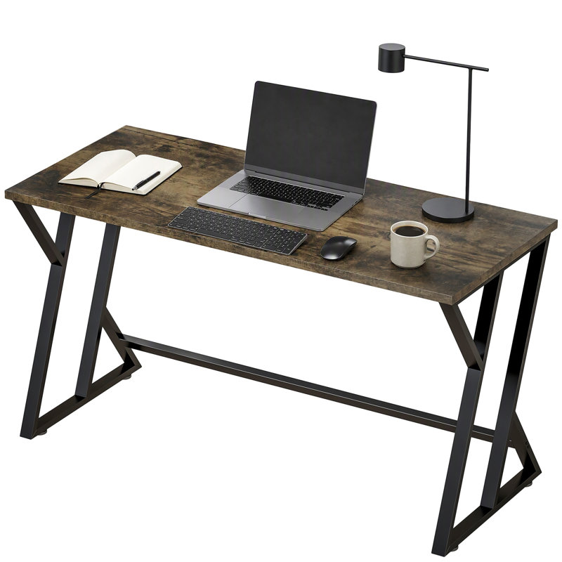 Bureau d'ordinateur de 55 pouces, bureau d'écriture industriel avec pieds en métal en forme de Z, table d'étude pour bureau à domicile, chambre à coucher, petits espaces