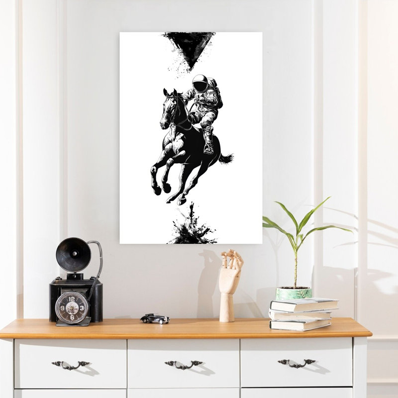 Art mural cheval cosmique abstrait moderne