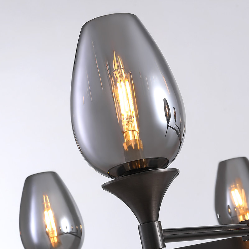 8 - Light Tulip-shaped Modern Dimmable Chandelier with Glass Shade