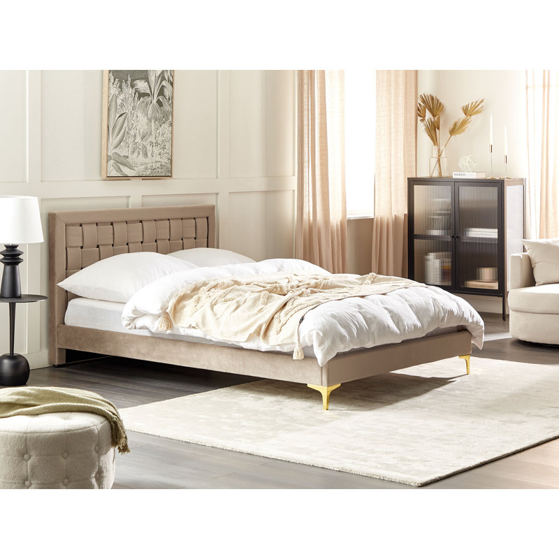 Rajmund Upholstered Bed, European Double (140 x 200cm), Taupe