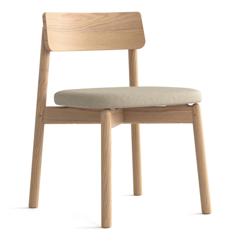 Baton Dining Upholstered Dining Chair, Wooly White, Cognac Cherry