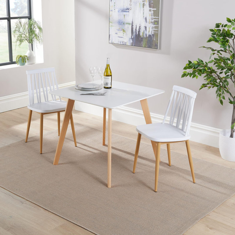 Vannesa 2 - Person Dining Table and Chair Set, White