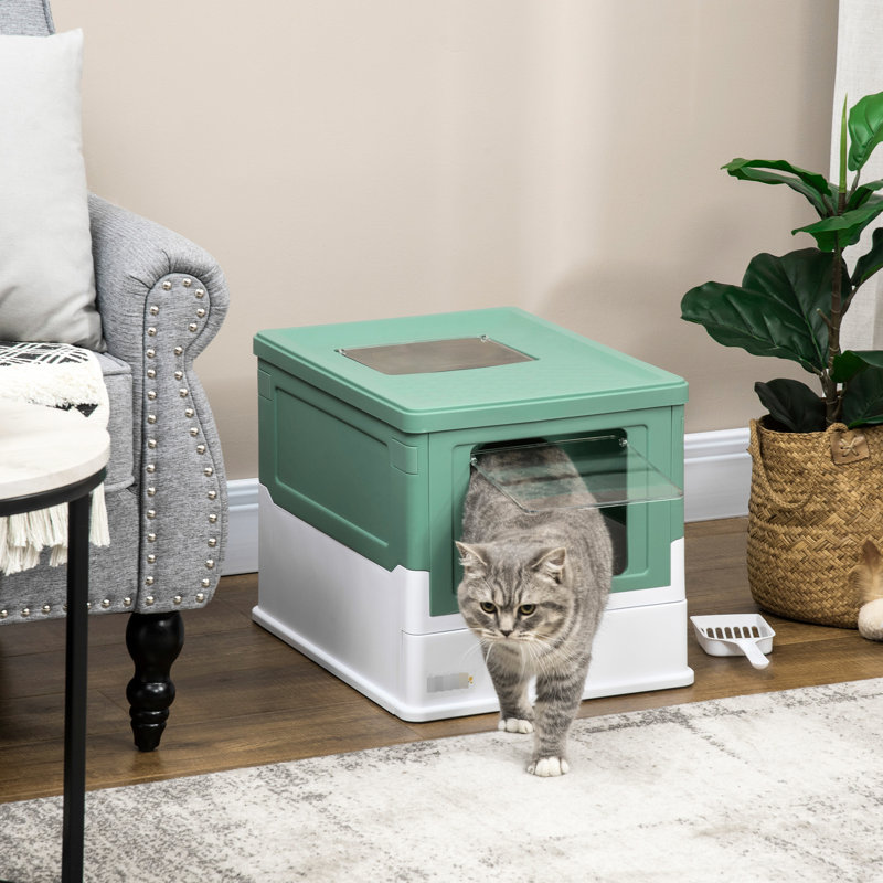Fermeture de litière pour chat - Très spacieuse, Toilette pliante à double porte pour animaux de compagnie, contrôle des odeurs