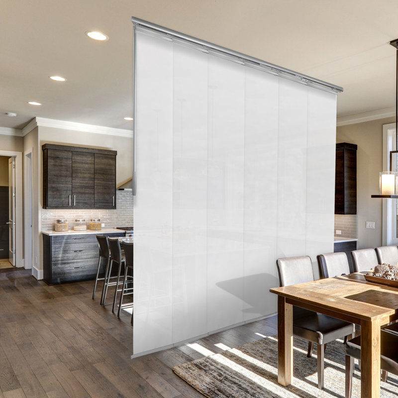 Embroidered Chiffon 6-Panel Single Rail Panel Track Extendable 48"-84"W x 91.4"H, Panel width 15.75"
