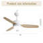 Ventilateur de plafond 46 pouces avec lumières 3 pales ABS 6 vitesses moteur à télécommande pour la chambre à coucher