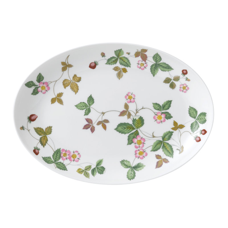 Wild Strawberry Floral Porcelain Oval Serving Platter