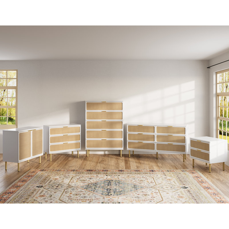 Ensemble de chambre à coucher 6 pièces, 6 Pcs: 2 Nightstands, 4 Dressers