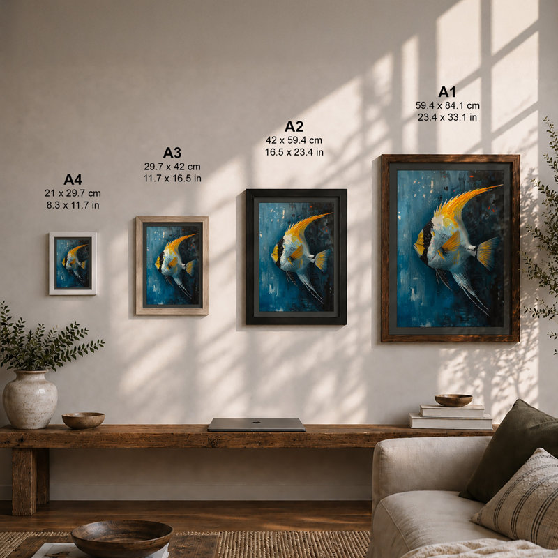 Masked Fish Modern - Framed Print, A1 - 84.1 x 59.4 cm, Black
