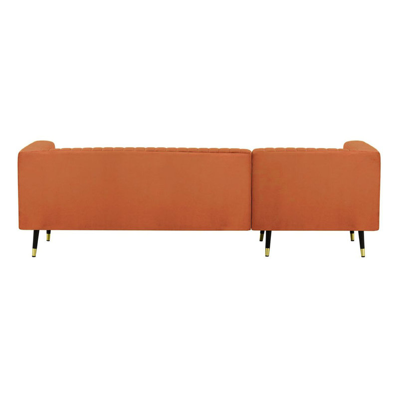 Monaville 4 Seater Velvet Sofa & Chaise, Orange, Left Hand Facing