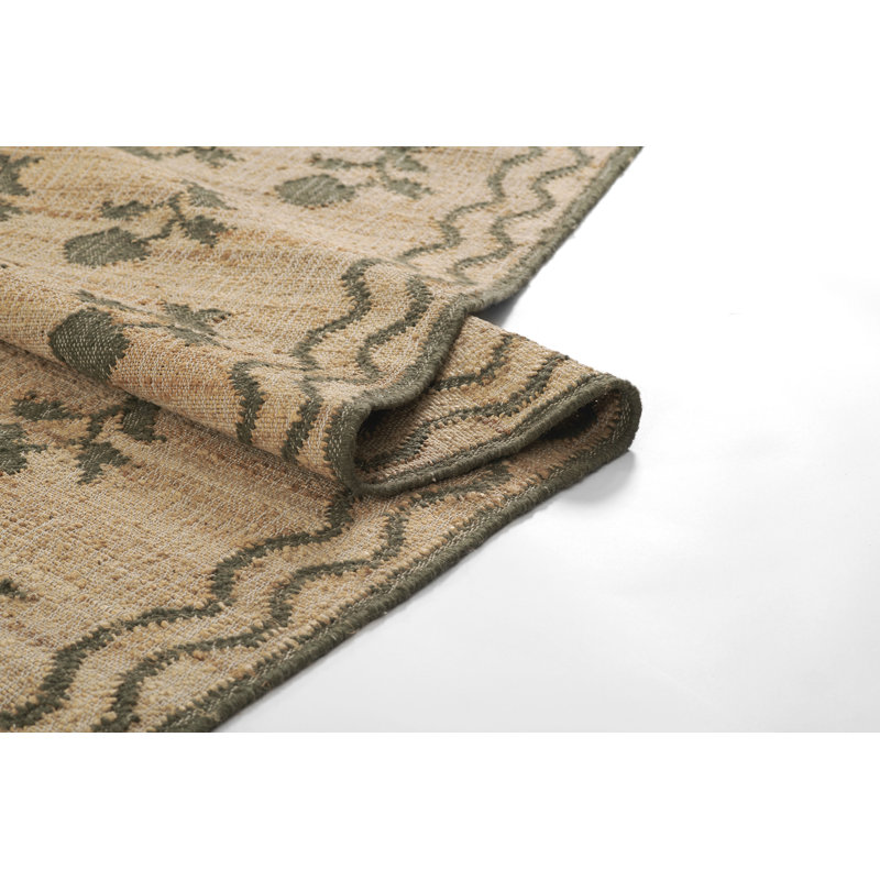 Erin Gates by Momeni Orchard Leaning Flower Jute and Wool Hand Woven Green Area Rug, Rectangle 2' x 3'