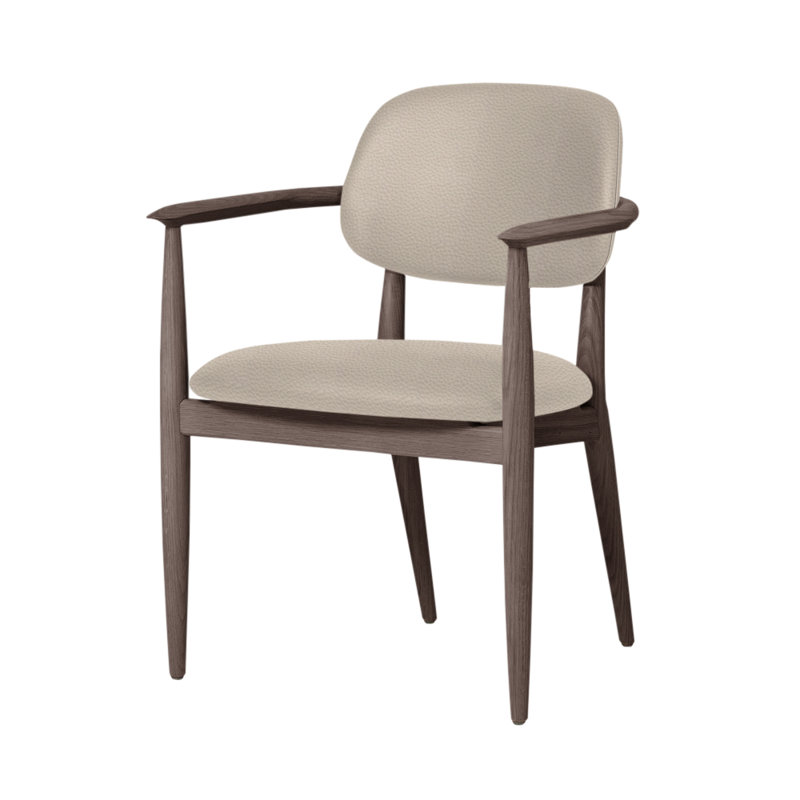 Chaise Slow de Space Copenhagen, Noyer à finition savonnée, Crème Bellagio 2 8805