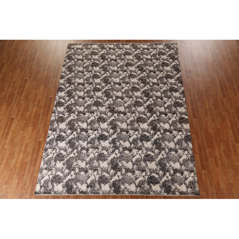 Tapis abstrait à teinture végétale fait à la main 9 x 12