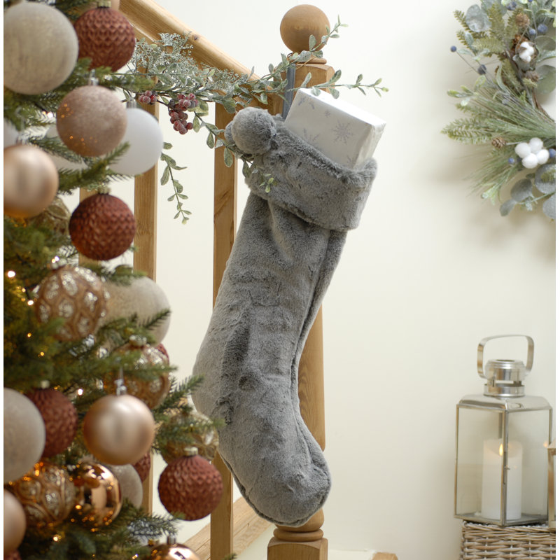 Stocking with Pom Pom Detail, Grey