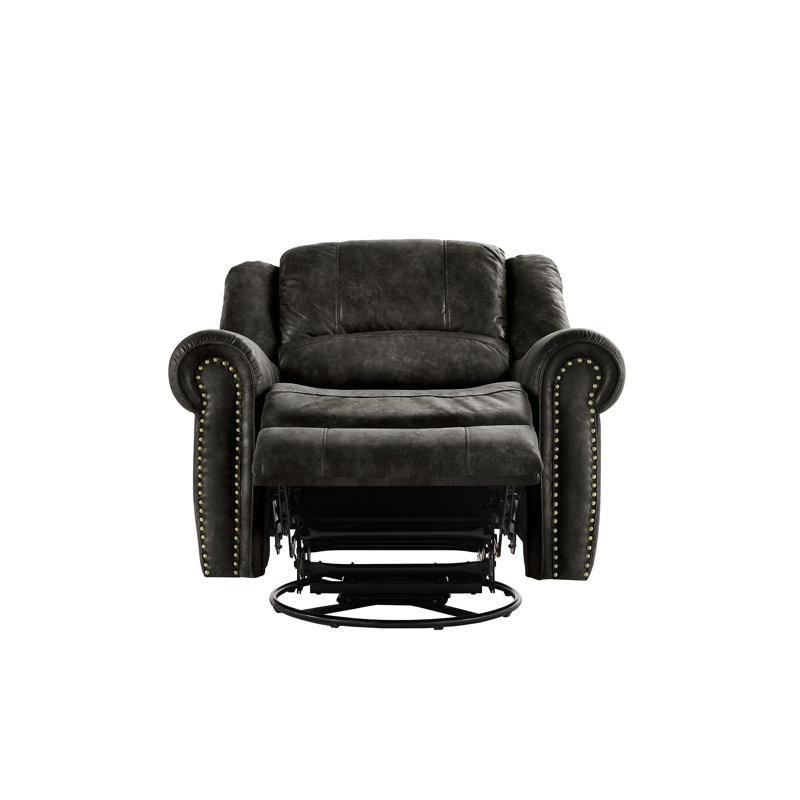 Fauteuil inclinable pivotant en microfibre Doniphan, Noir, noir, noir, noir